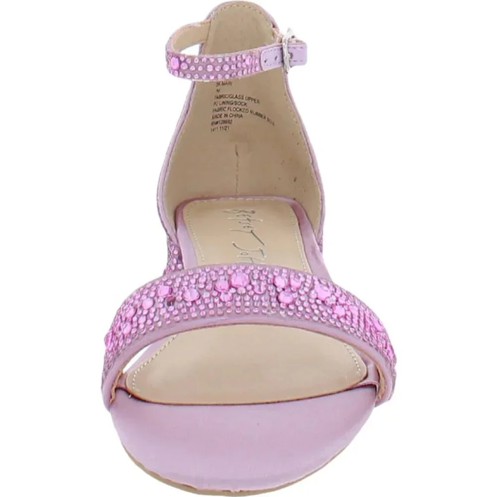 NWT Betsey Johnson Girls Mari Pink Rhinestone Formal Dressy Block Heel  Size 1 - Picture 3 of 6